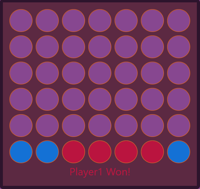 Win by horizontal 4 checkers