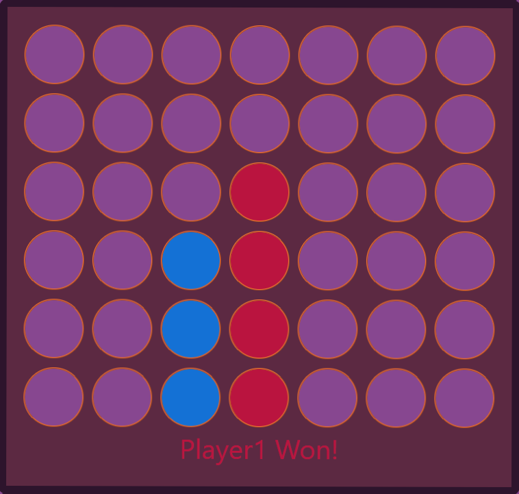 Win by vertical 4 checkers